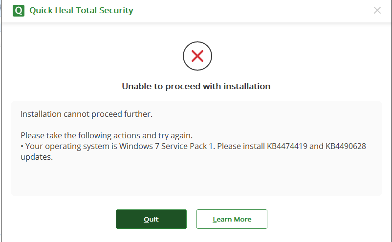Quick Heal Install Error Windows 7